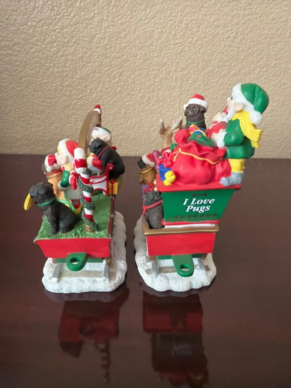 Danbury Mint Pug Christmas Express Complete 6-Piece Train Set - No Box or COA